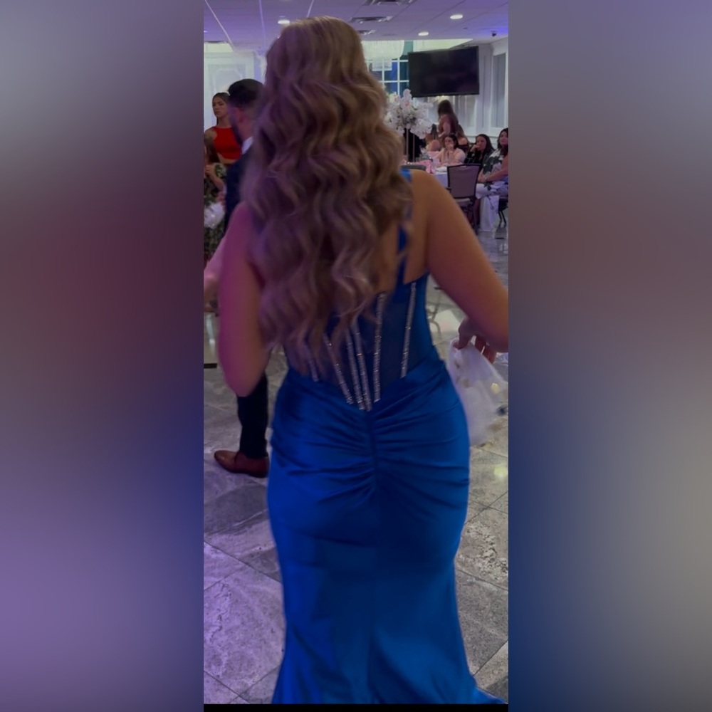 ROYAL BLUE CUSTOM DRESS - Picture 3 of 6